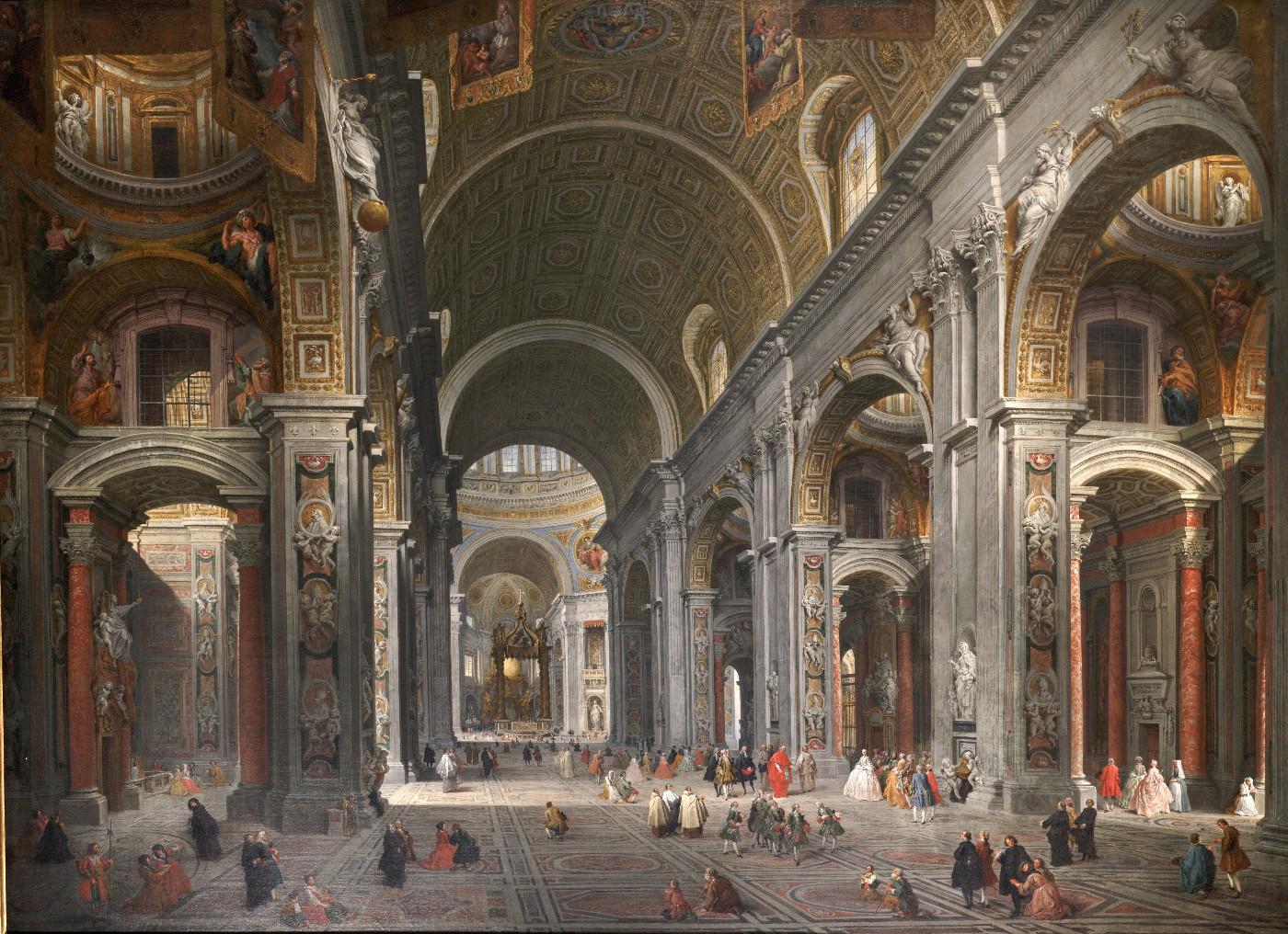 The Interior of St. Peter's during the Visit of the Duc de Choiseul, 1756–57. Giovanni Paolo Panini