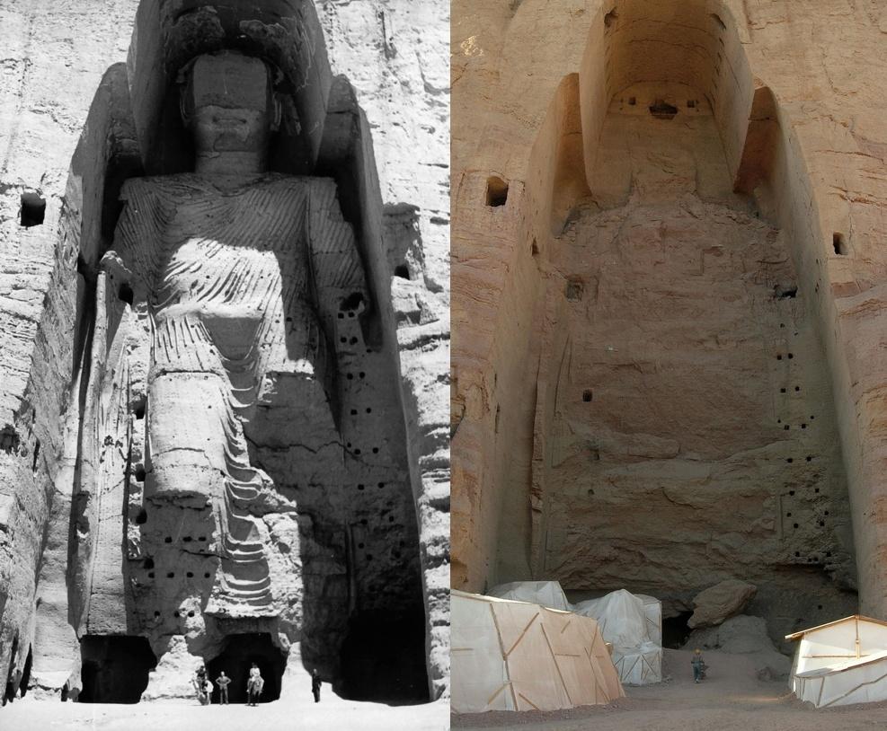 Buddhas of Bamiyan before and after bombing