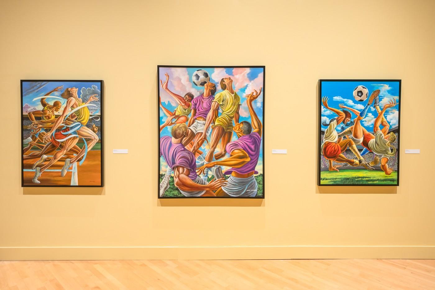 Ernie Barnes: A Retrospective, installation view, at the California African American Museum