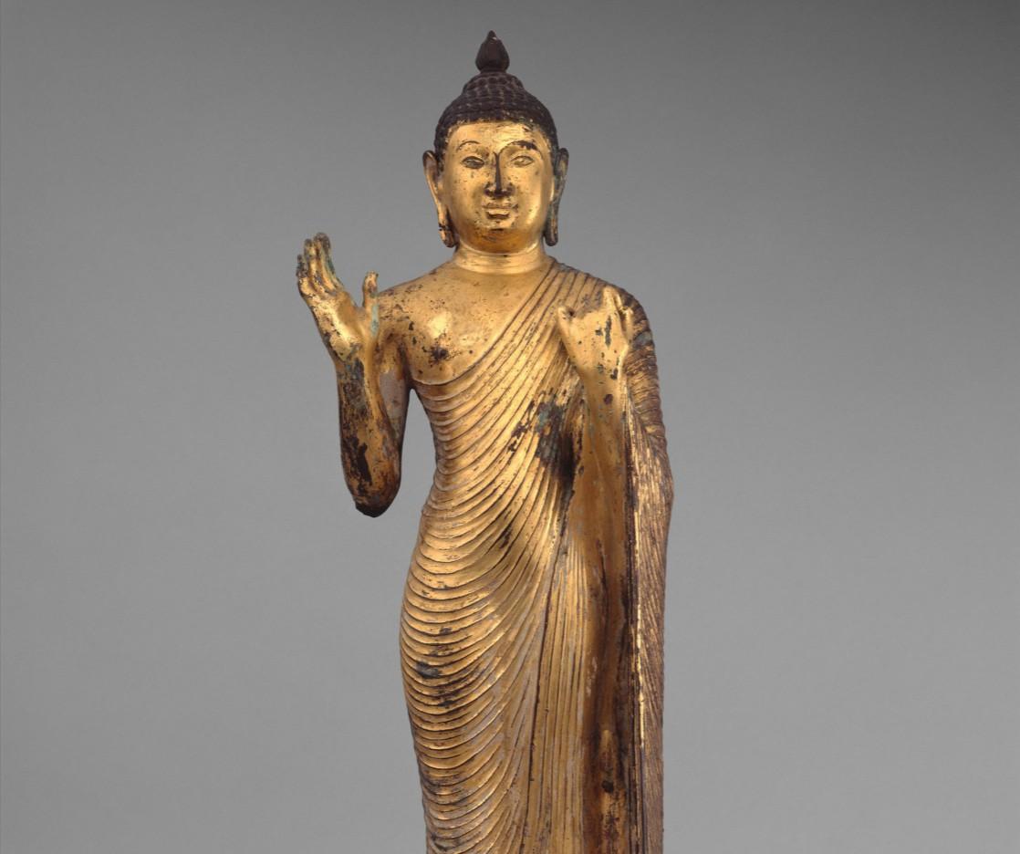 Standing Buddha, 10th century, copper alloy with gilding