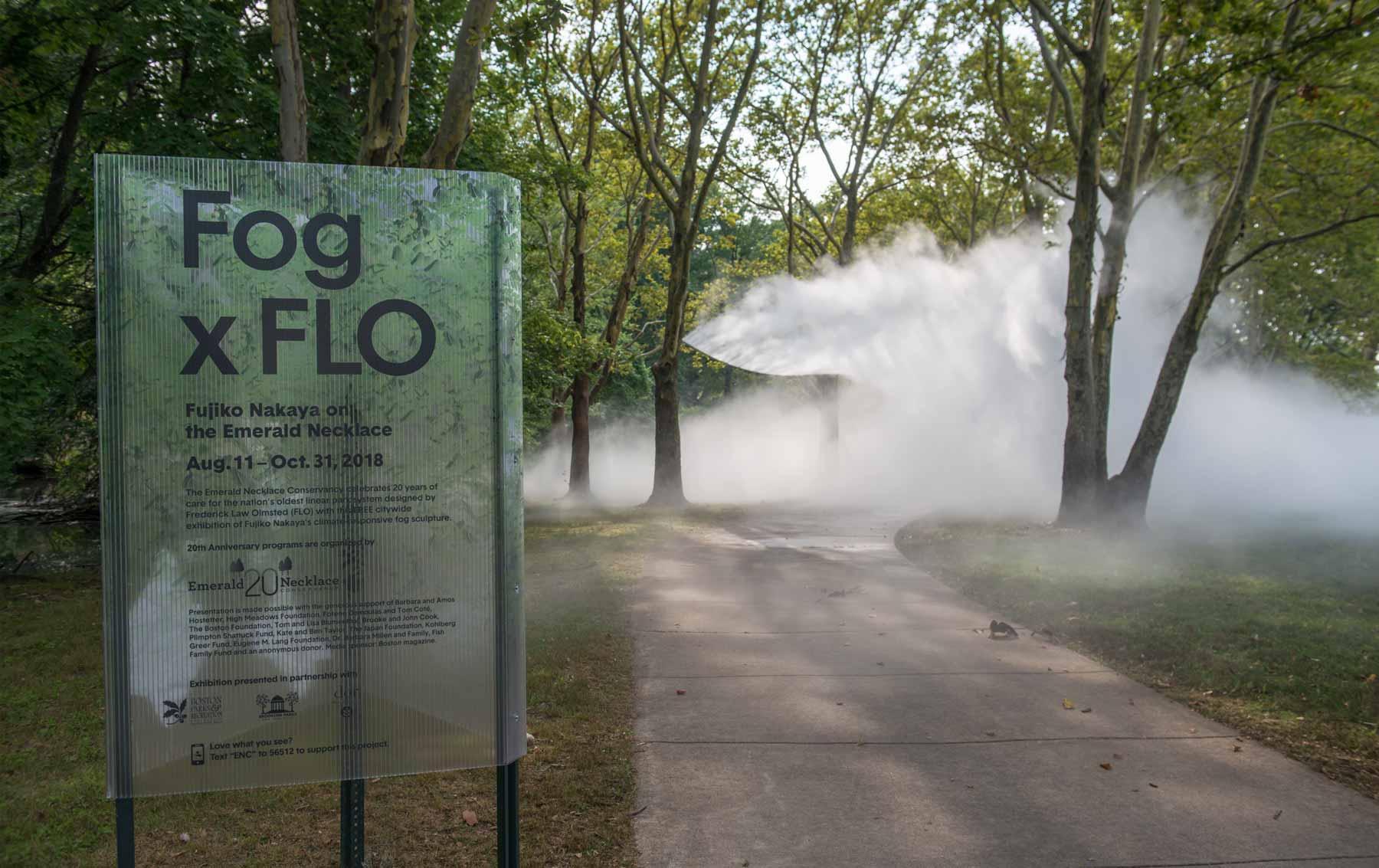The Fens signage of "Fog x FLO's Fog x Canopy."