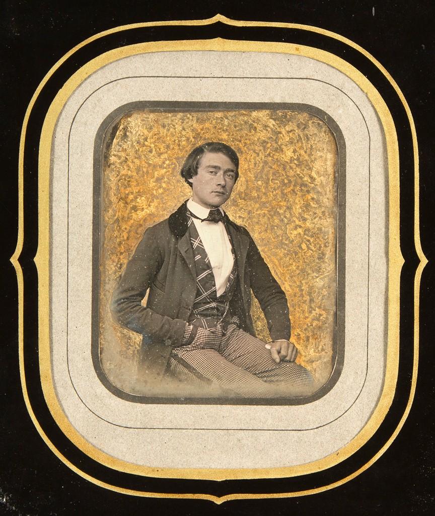 Anonymous, Young Frenchman with gilt background, 1847