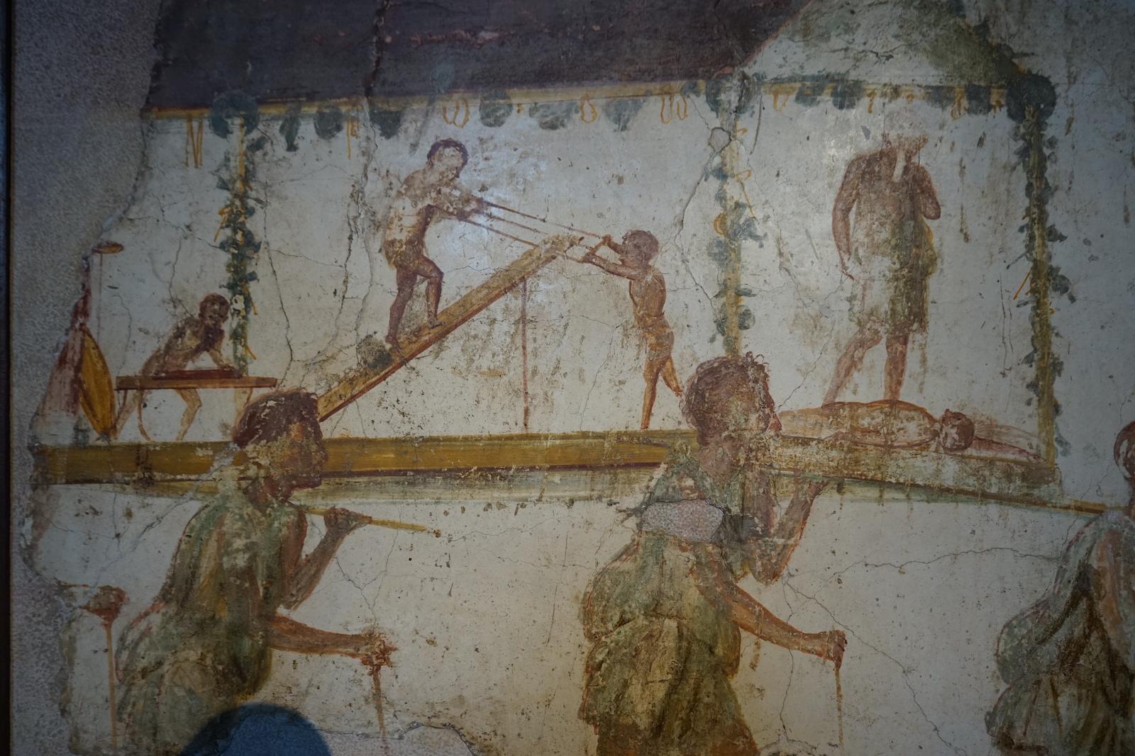 Pompeian Fresco of the procession of the carpenters. Colosseum, Rome.
