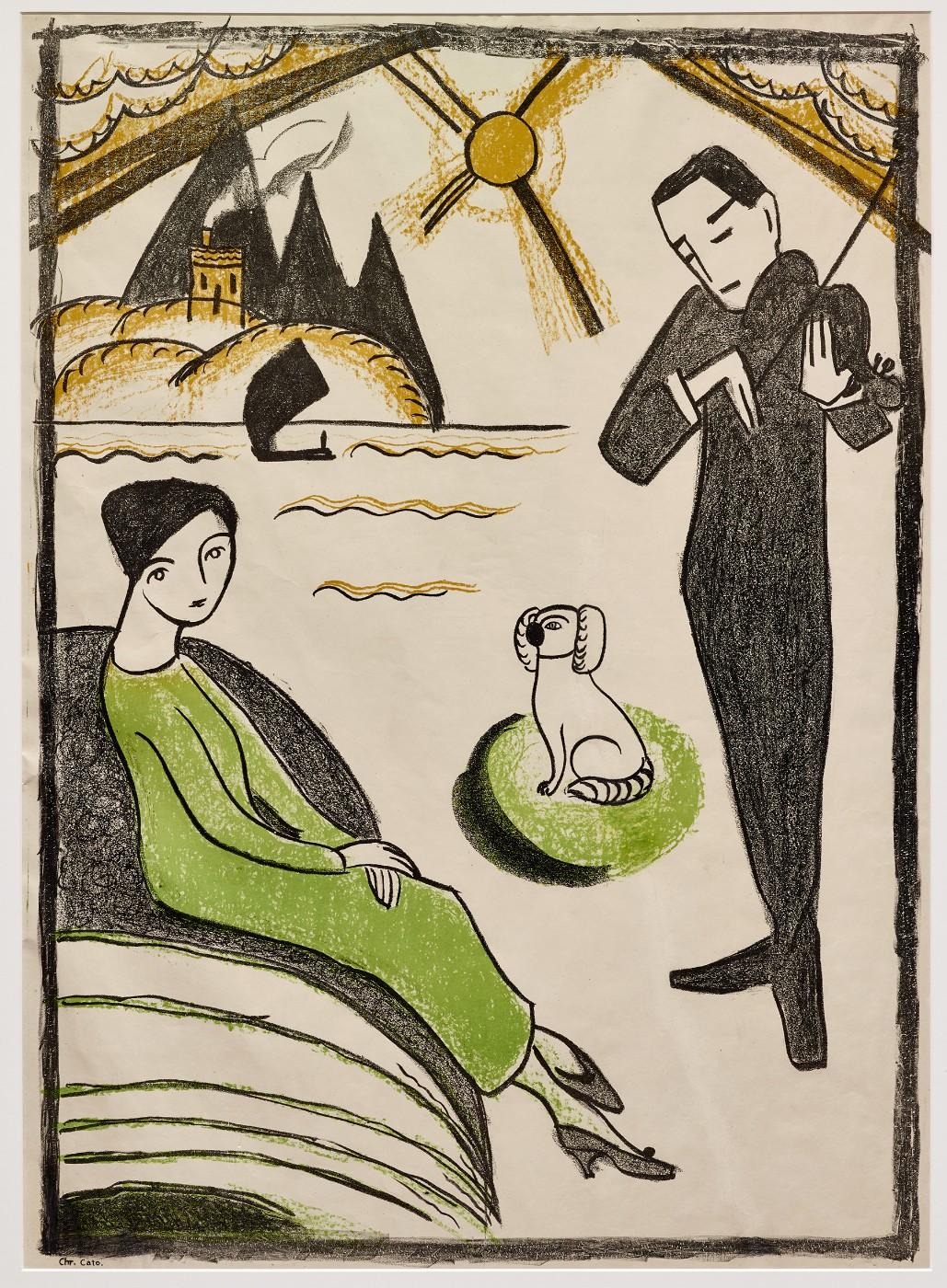 Gabriele Münter, Woman and Man with Dog, 1918