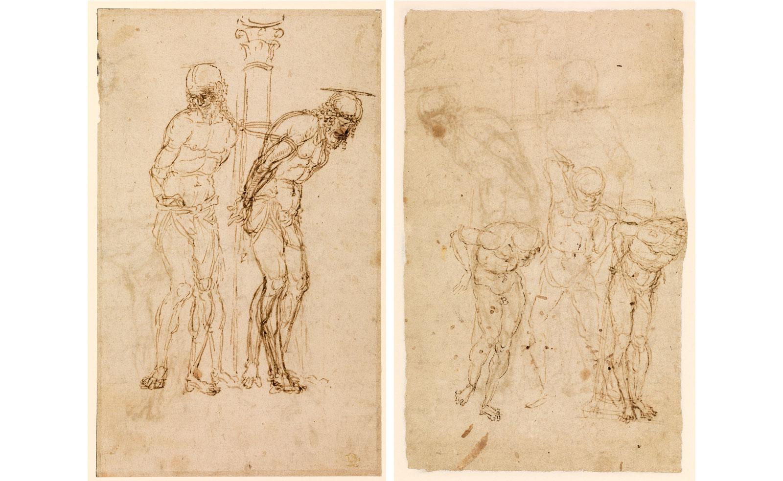 Studies for Christ at the Column (recto / verso) by Andrea Mantegna.