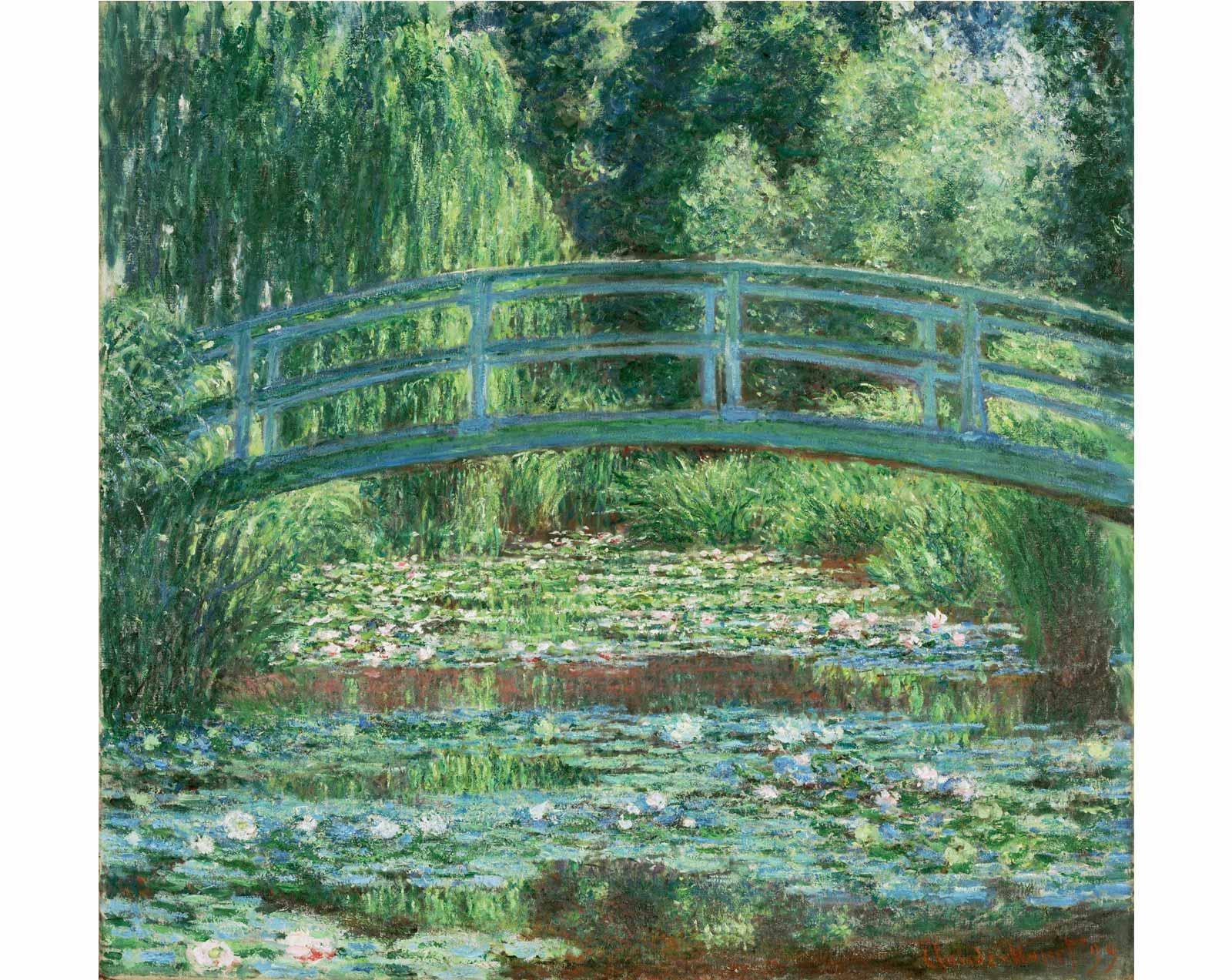 Japanese Footbridge and the Water Lily Pool, Giverny, 1899, by Claude Monet.