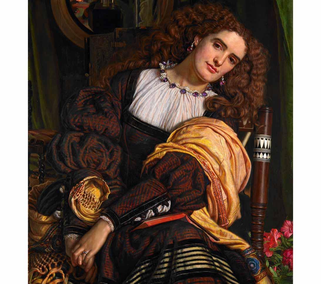 Annie Miller is the model in Il Dolce far Niente by William Holman Hunt, 1866