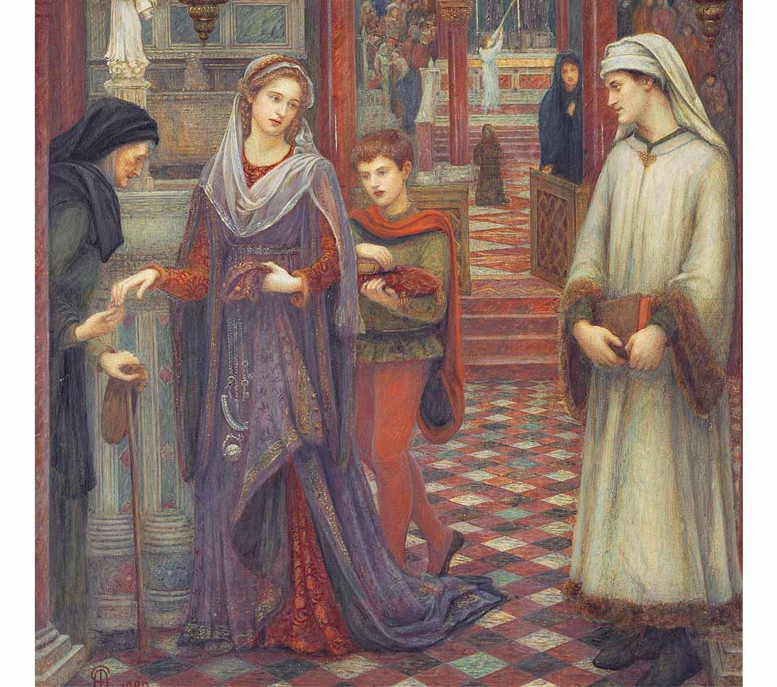 The First Meeting of Petrarch and Laura by Marie Spartali Stillman, 1889.