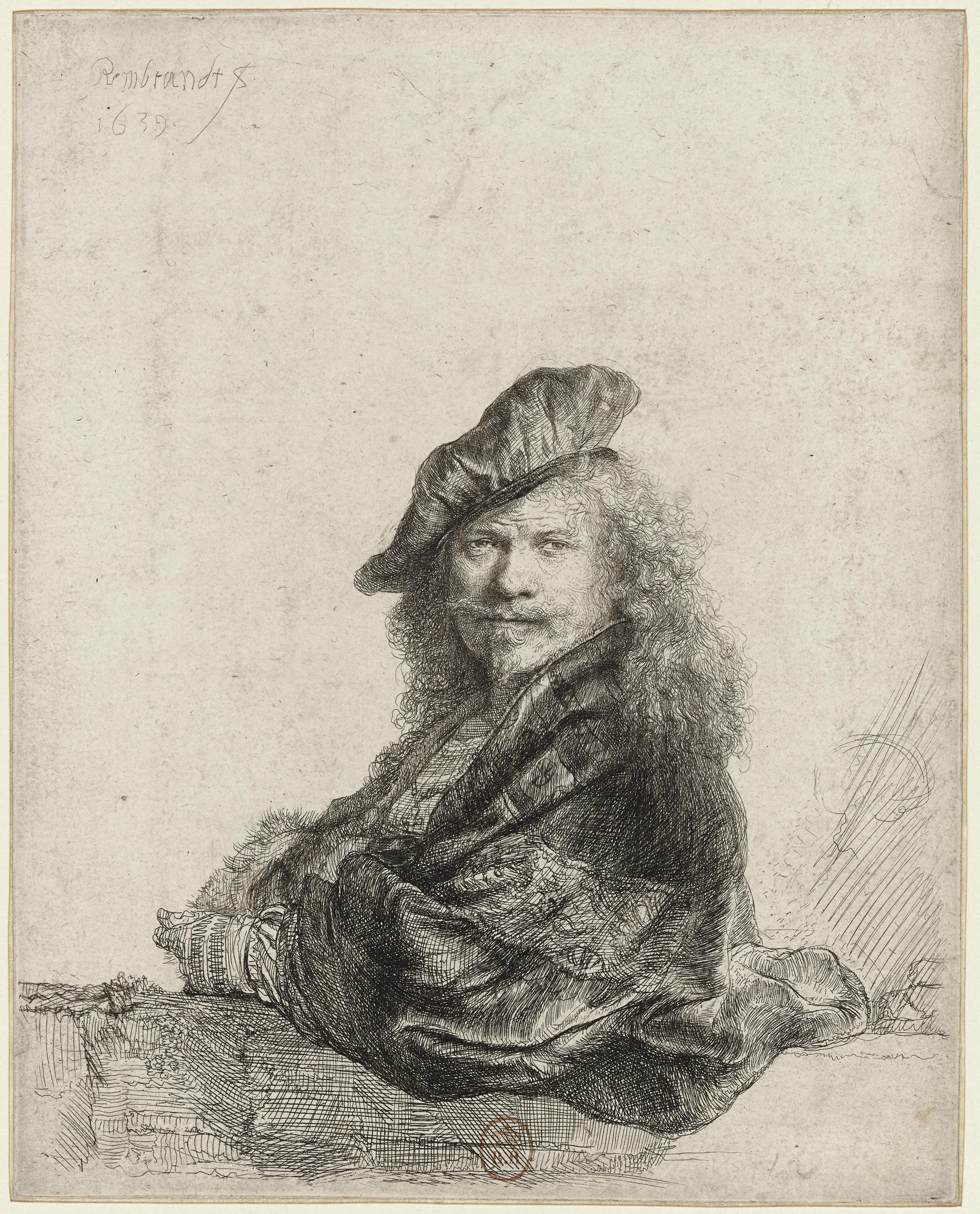 Rembrandt van Rijn, Self-Portrait Leaning on a Stone Sill, 1639