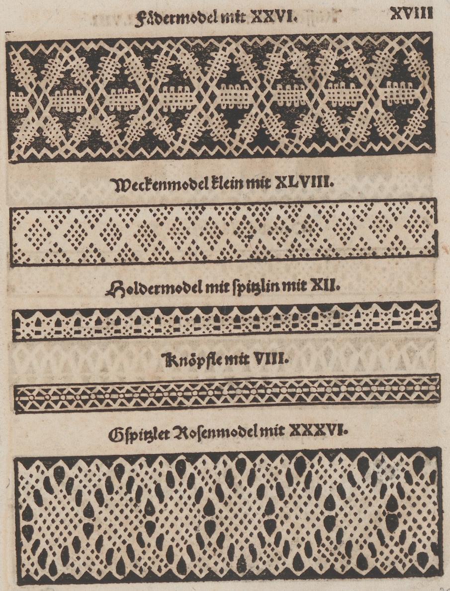 a pattern book features examples of bobbin lace