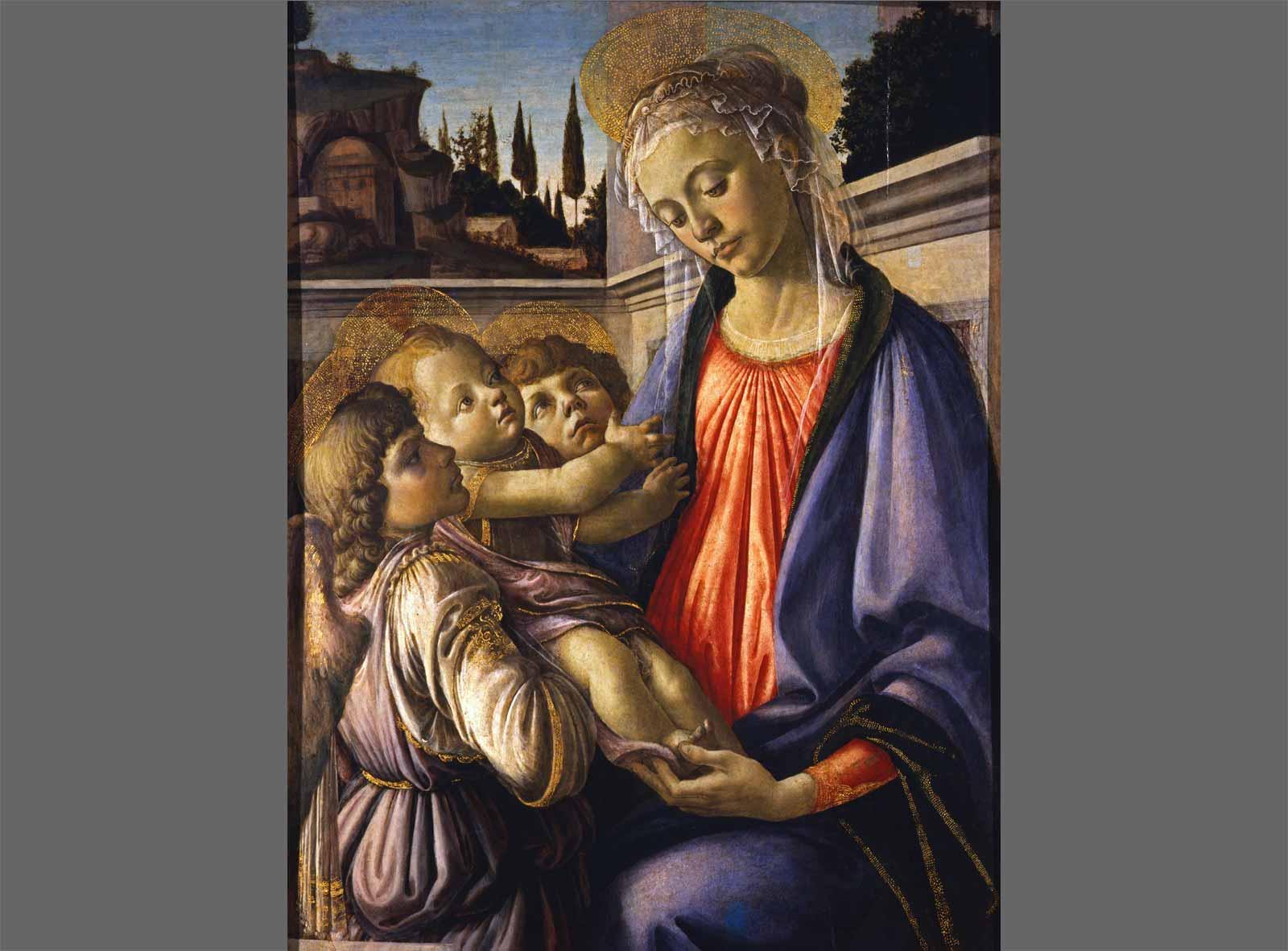 Sandro Botticelli Madonna and Child with Two Angels.