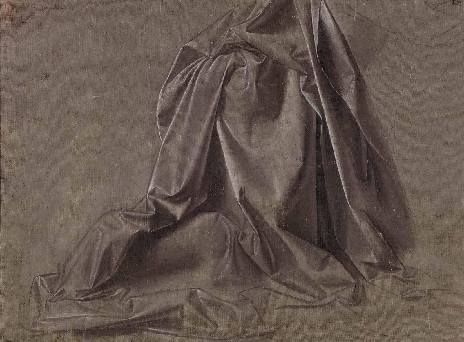 Leonardo da Vinci Drapery for a Kneeling Figure, in Profile View