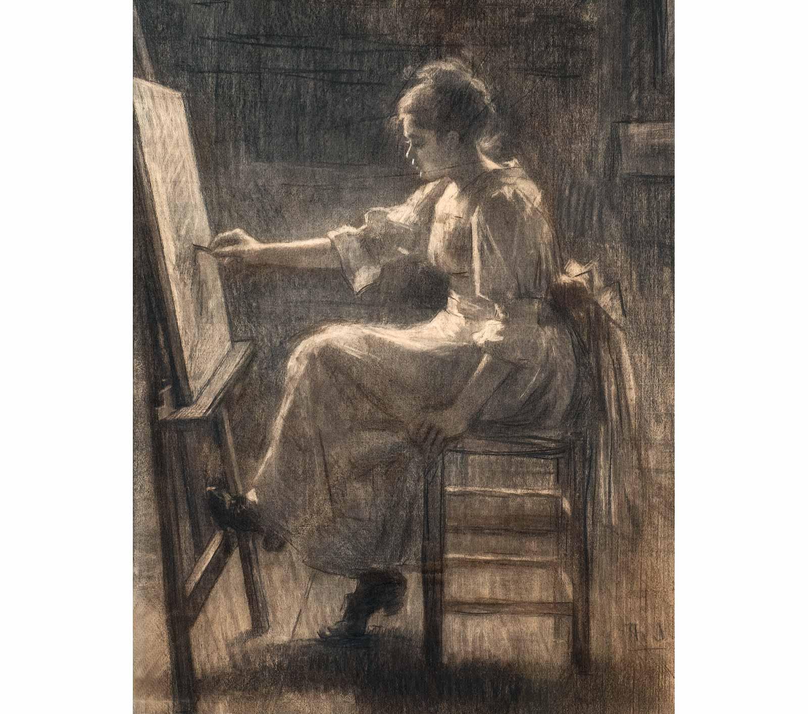 Thérèse Schwartze, ‘In the Studio’, representing the paintress Lizzy Ansingh, c. 1895.