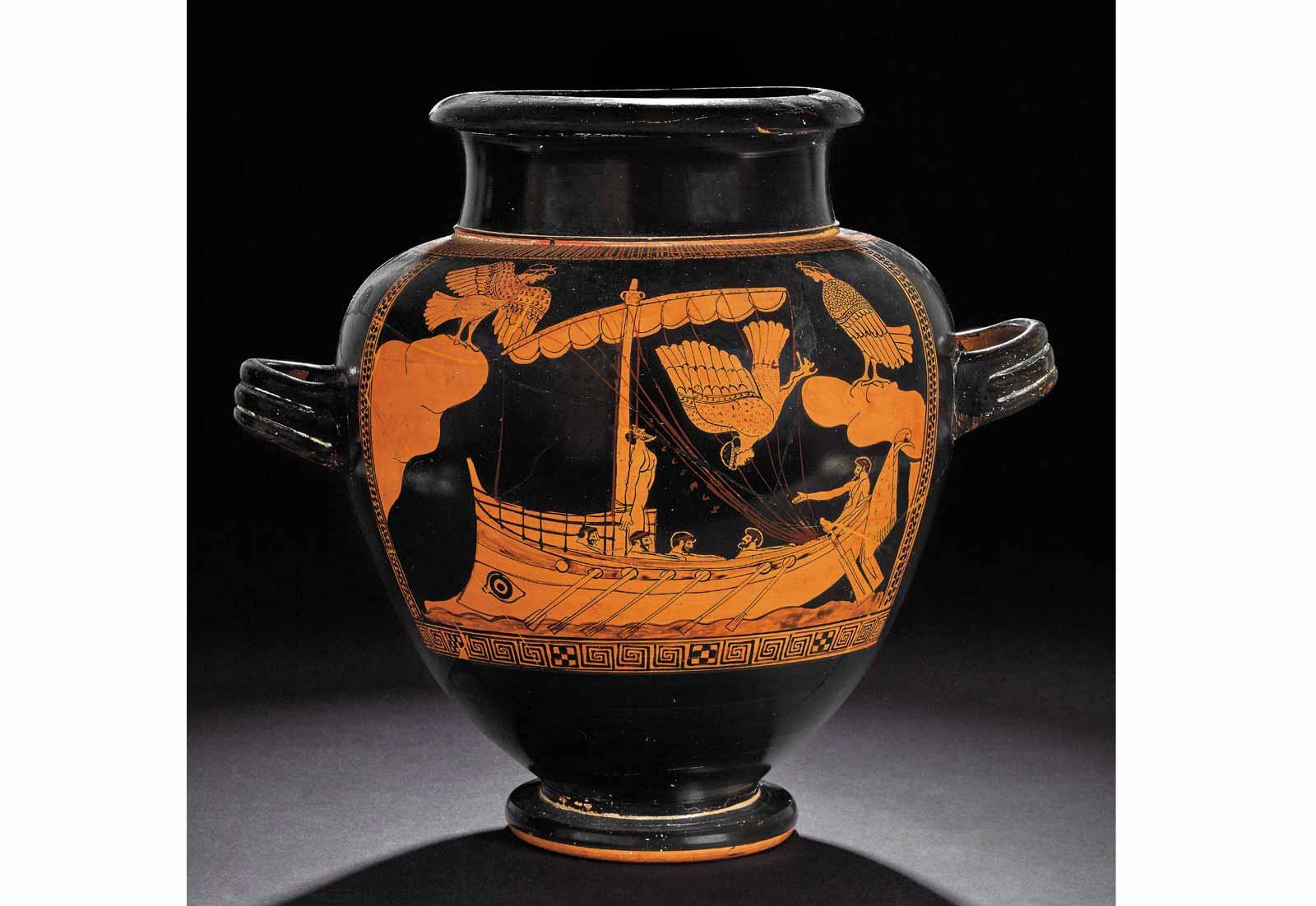 Odysseus and the Sirens, Athenian jar, c.480-470BC.