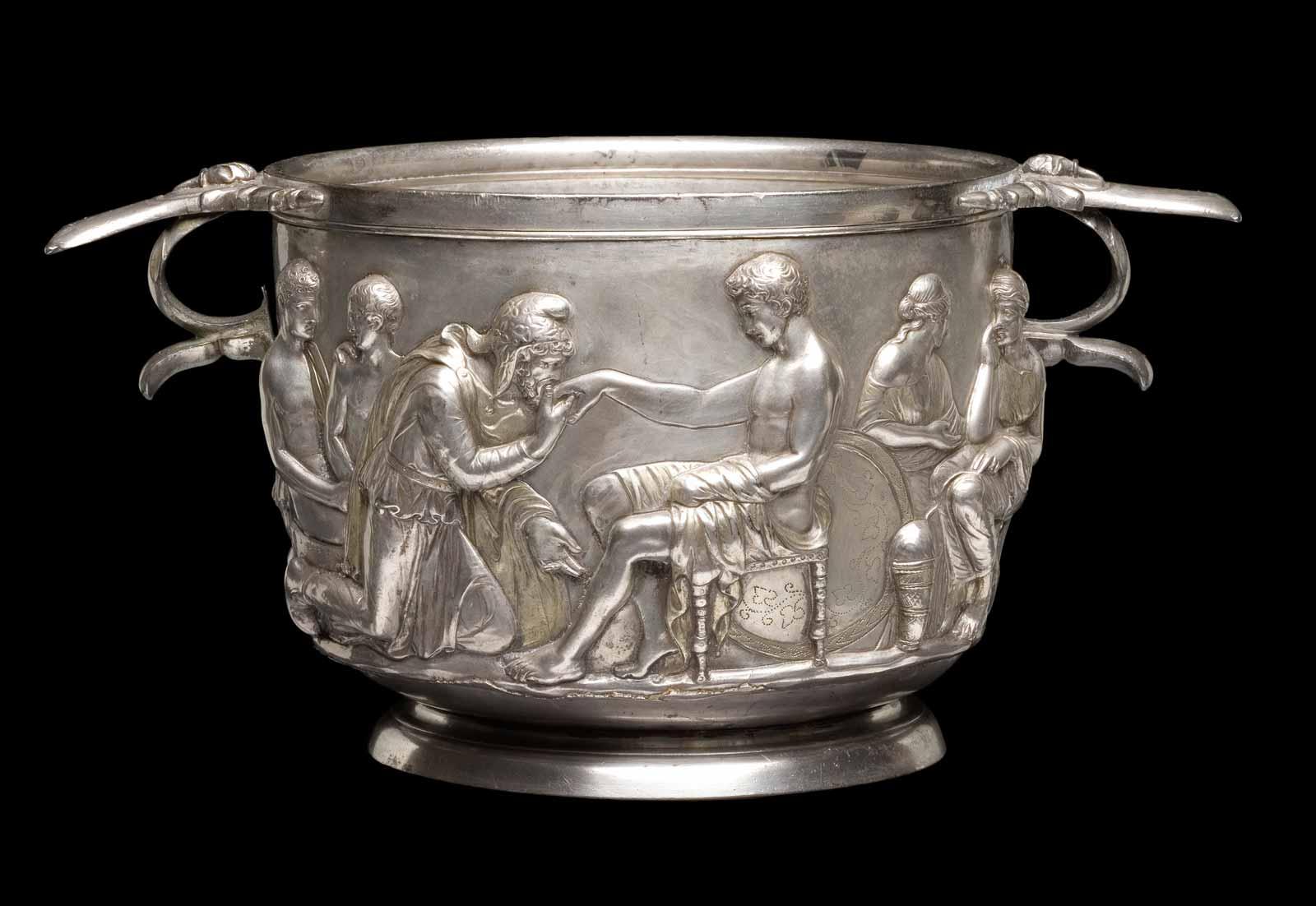 Priam and Achilles, Roman silver cup, 1st century AD.