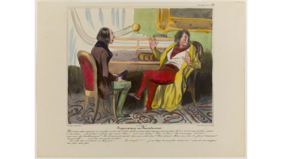 Honoré Daumier, Preparing for the baccalaureate. color lithograph