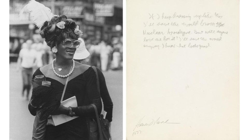 Archive of 134 photographs by Hank O'Neal depicting Pride parades in New York City, each annotated by Allen Ginsberg, silver prints, 1970s. 