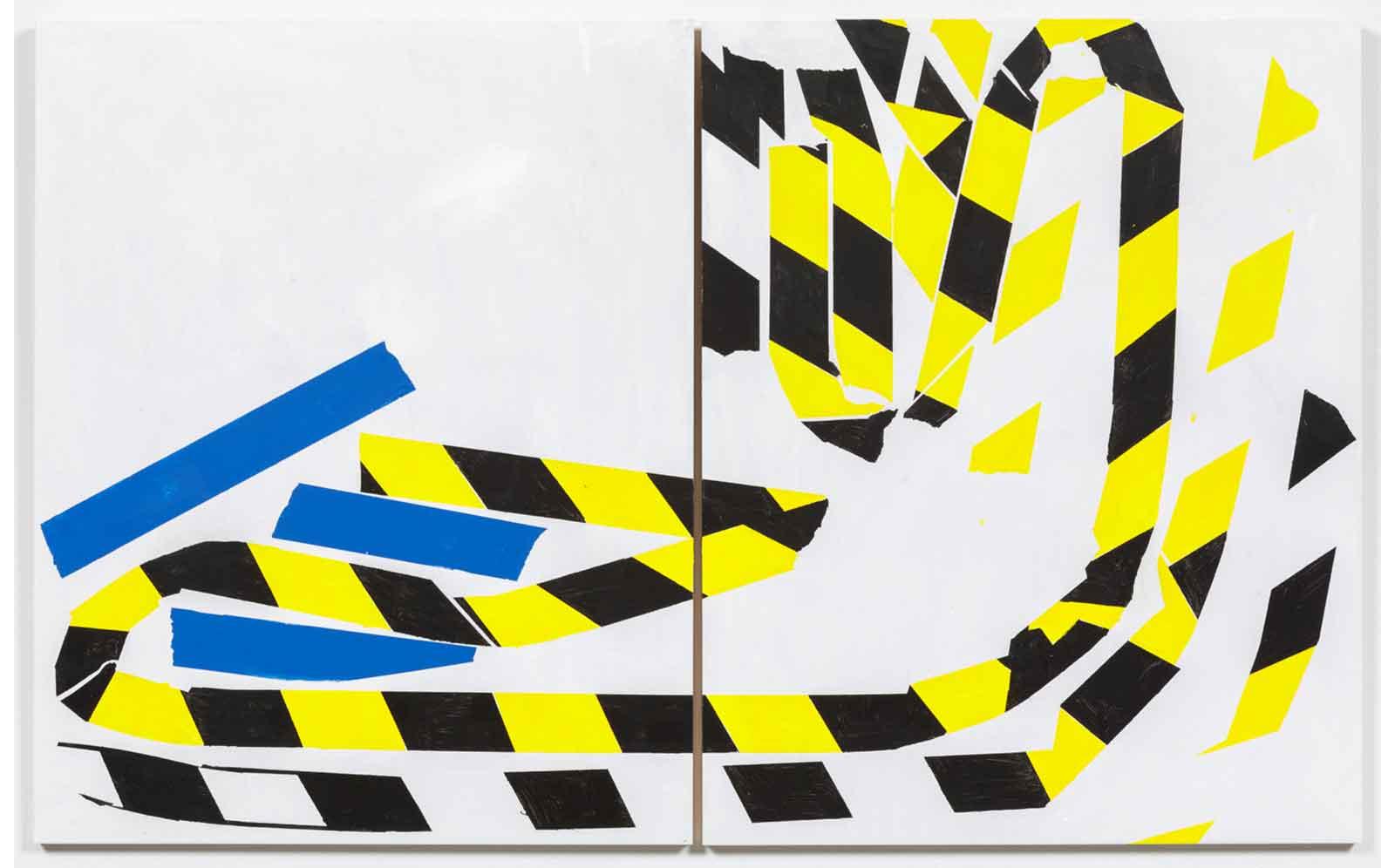 Marjorie Welish, Indecidability of the Sign: Yellow/Black 13, 2020.