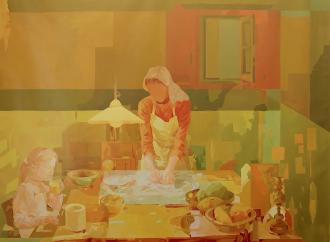 Melinda Matyas, Before the Dough rises, oil on canvas, 47 x 63 in