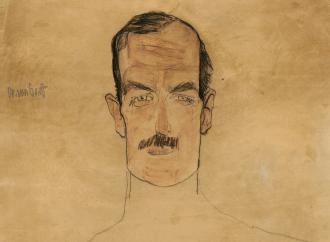 Egon Schiele, Dr. von Graff, 1910, pencil, charcoal, and wash on paper, cropped. Private Collection