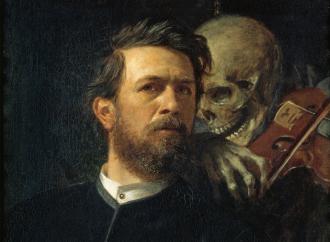 Arnold Böcklin, Self-Portrait with Death Playing the Fiddle, 1872. Oil on canvas. Nationalgalerie der Staatlichen Museen zu Berlin.