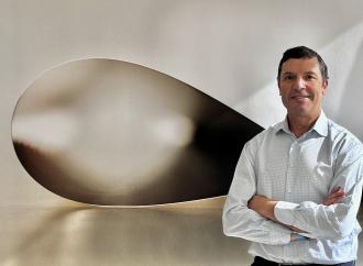 Mark Diker with Wolfgang Tillman's Paper drop (light), 2006.