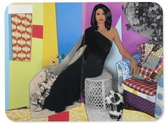 Mickalene Thomas (American, b. 1971), Isn’t She Lovely, Tracey Norman , 2022. Rhinestones, acrylic and oil paint on canvas mounted on wood panel, 72 x 96 in. The Newark Museum of Art, Purchase 2022 Collections Exchange Fund, Mr. and Mrs. William V. Griffin Fund, and Helen McMahon Brady Cutting Fund, 2022.6. © 2026 Mickalene Thomas / Artists Rights Society (ARS), New York