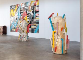 Jun Kaneko (Japanese-American, b. 1942), Untitled, 2022,Glazed ceramics, 69 ¾ x 27 x 31 inches.