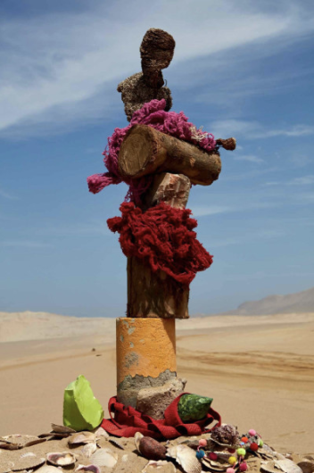 Lorenzo Vitturi, Green Cotisso, Eucaliptus Wood, Coca leaves & Abanicos in Paracas, 2021. Archival pigment print, 130 x 86 cm. Photo: Rag Baryta. Courtesy 193 Gallery, Paris and Venice