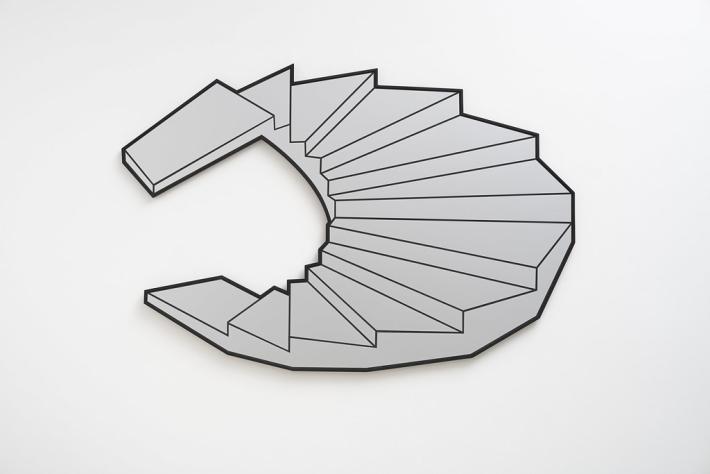 Regina Silveira, GRAPHOS 6 (CARACOL), 2025. Aluminum on wood, 59.05 x 89.76 in, 150 x 228 cm. Courtesy Galeria Luciana Brito, São Paulo.  
