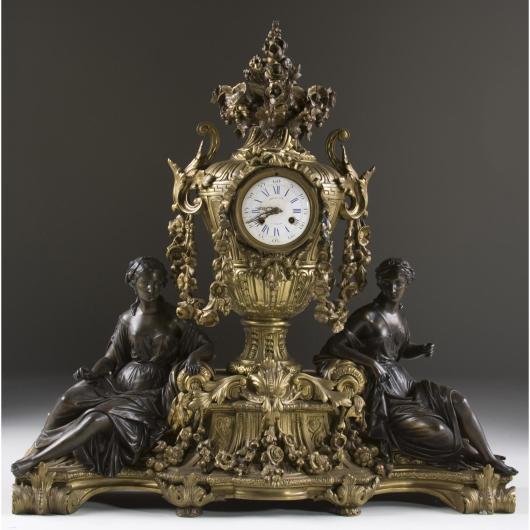Important Raingo Freres Figural Mantel Clock