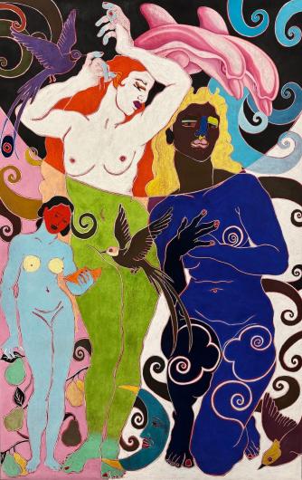 Amparo Viau, Untitled, 2026.Chalk pastel on paper mounted on canvas, 220 × 140 cm. Courtesy Galería Grasa.