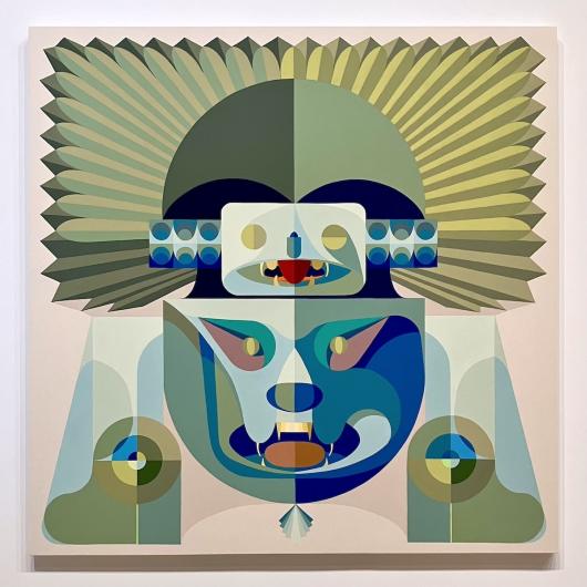 Eamon Ore-Giron, Talking Shit with My Jaguar Face, 2024. Mineral paint and vinyl paint on canvas, 72 x 72 in. 