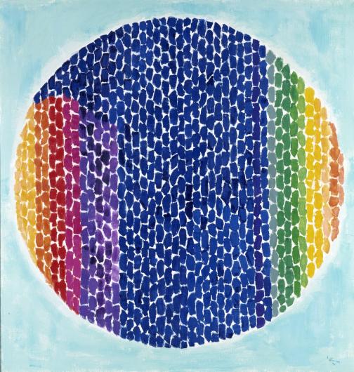 Alma Thomas, Snoopy -- Early Sun Display on Earth , 1970, acrylic on canvas, 49 7 /8 x 48 1/8 in. , Smithsonian American Art Museum, Gift of Vincent Melzac, 1976.140.1