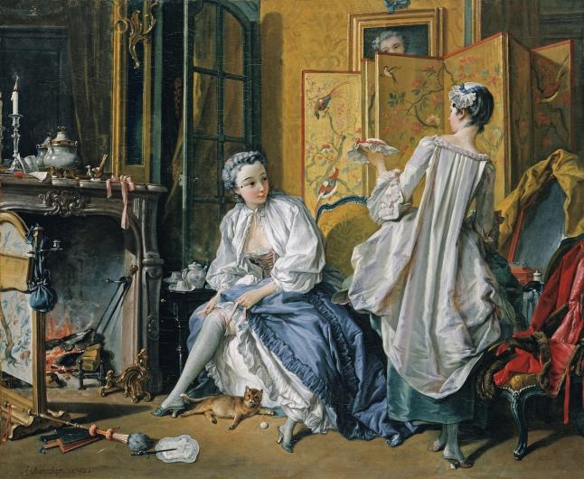 François Boucher, La Toilette, 1742. Oil on canvas, 20 11/16 × 26 3/16 inches. Madrid, Thyssen-Bornemisza Museum.