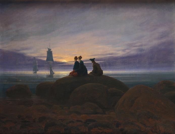 Caspar David Friedrich, Moonrise Over The Sea, 1822, oil on canvas, Alte Nationalgalerie. Wikimedia Commons