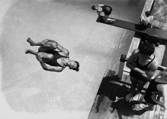 Diving at the Valley Baths, Brisbane, Queensland, 1938