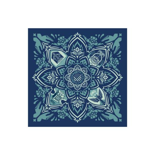 navy blue shepard fairey designed bandana