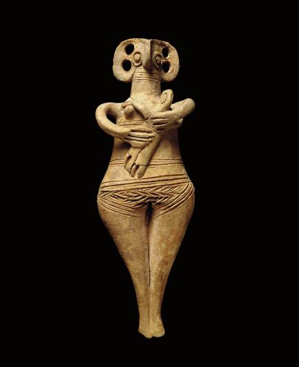 Image: Female Figure Holding Infant, Cyprus, Late Cypriot II, 1450 – 1200 BCE, Terracotta, 7.6 × 1.7 × 2.4 in., 19.20 × 4.20 × 6.20 cm, British Museum, London, England