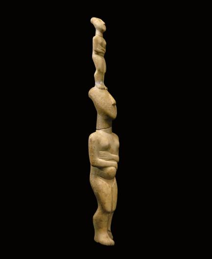 Two-Figure Female, Cycladic culture, Cyclades, 3200 – 2200 BCE, Marble, 18.35 in., 46.6 cm, Private Collection