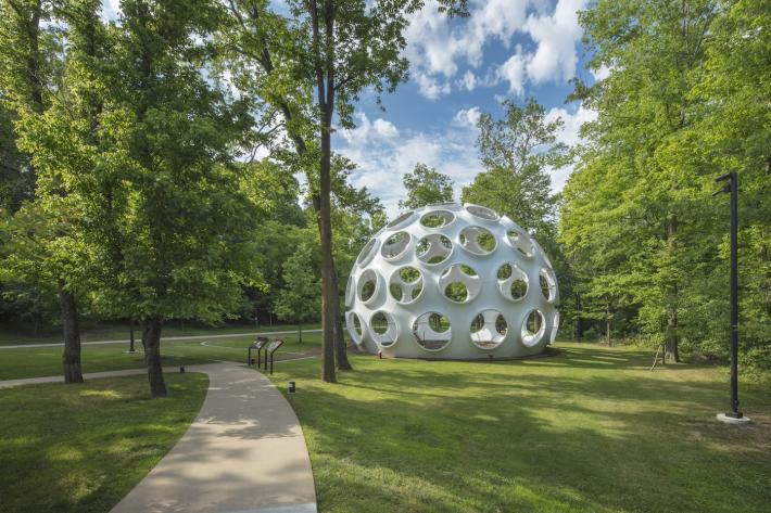 Fly's Eye Dome by Buckminster Fuller on the north lawn. 