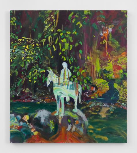Maia Cruz Palileo, Listening To Water, 2024. Oil on linen, 34.02" x 30" x 1.26" (86.4 cm x 76.2 cm x 3.2 cm). Photo: Dario Lasagni. Courtesy David Kordansky Gallery, Los Angeles and New Yor
