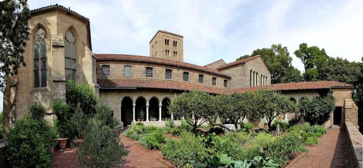 Exterior view of the gardens at the Bonnefont section of The Met Cloisters.