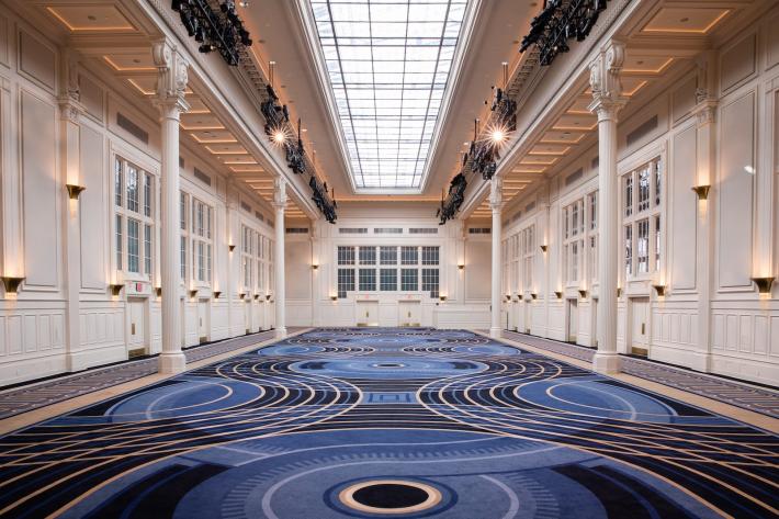 The location of the fine art fair, The Independent Art Fair, Great Hall at Battery Maritime Building, New York-Photo Swoop-Courtesy Cipriani South Street, New York