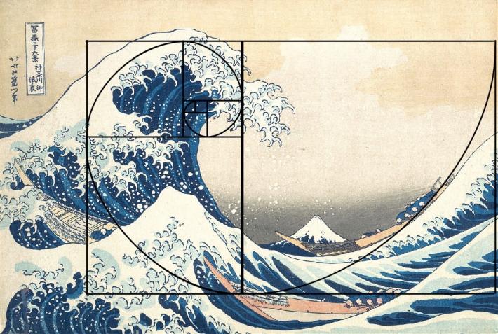 Katsushika Hokusai, Under the Wave off Kanagawa, also known as The Great Wave, from the series Thirty-six Views of Mount Fuji, 1831. Woodblock print; ink and color on paper.