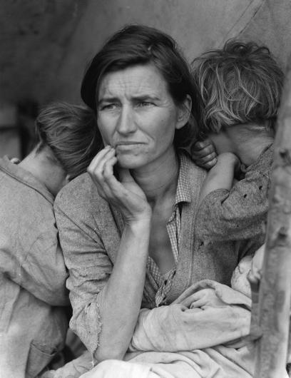 Florence Owens Thompson seen in the photo Destitute Pea Pickers in California. Mother of Seven Children. by Dorothea Lange