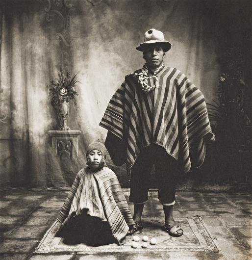 Irving Penn, Father and Son with Eggs, Cuzco, platinum-palladium print, 1948, printed 1978. Estimate $20,000 to $30,000.