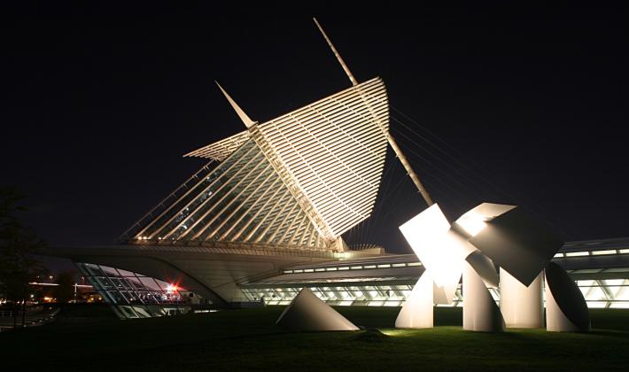 Milwaukee Art Museum at night exterior