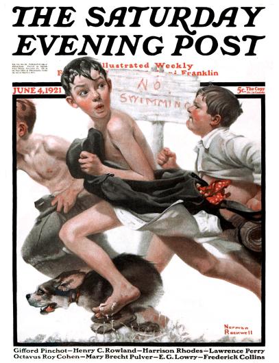 Norman Rockwell, No Swimming, cover for The Saturday Evening Post, June 1921.