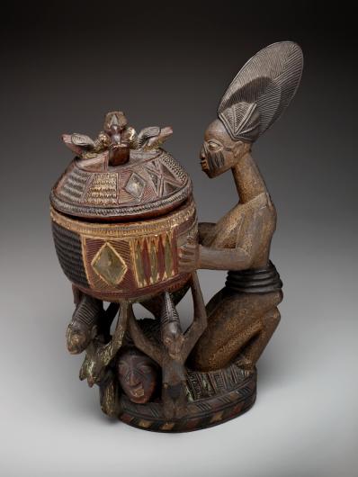Olowe of Ise, Kneeling female figure with bowl (olumeye), c. 1910 - c. 1938